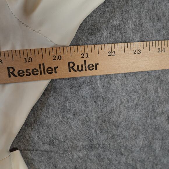 Reiss Top Womens 10 Alena Plunge Button Detail Blouse Satin Tie Waist Ivory - Picture 12 of 14